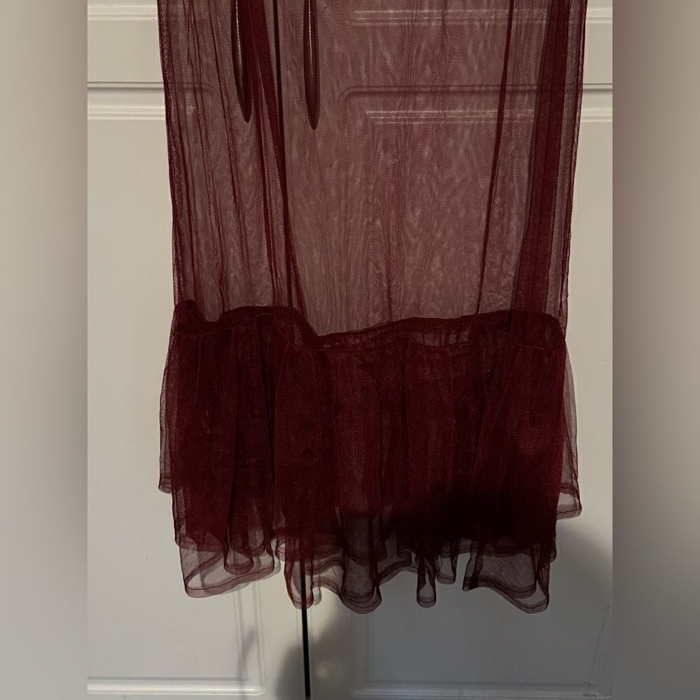 Free People Intimately Sheer Midi Slip Small Burgundy - Picture 6 of 9